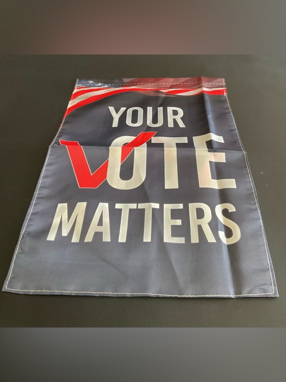 Your Vote Matters Patriotic Garden Flag - Navy, Red, White